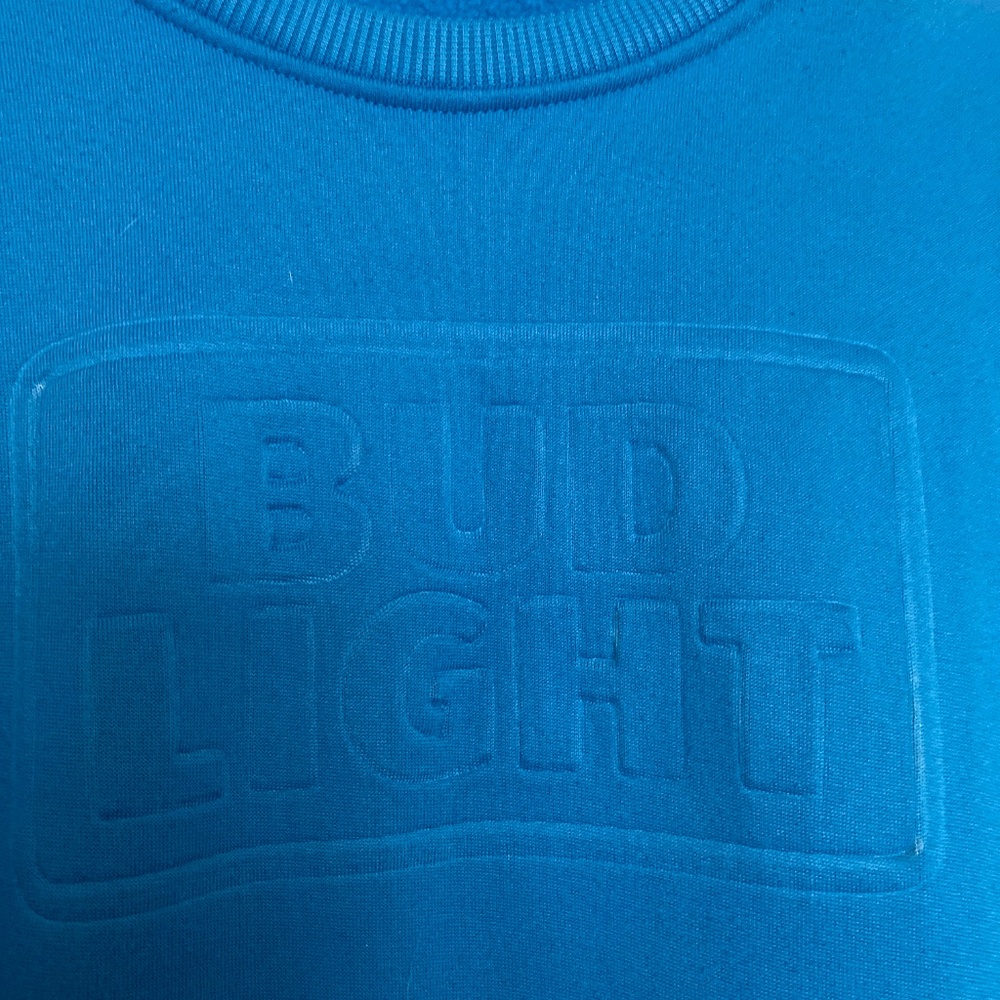 Bud Light blue teal size xl crew neck sweatshirt long sleeve